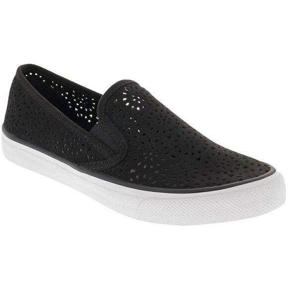Sperry Women's Size 5 US Black Sneakers Seaside Perforated Slip On Memory Foam - Picture 1 of 13